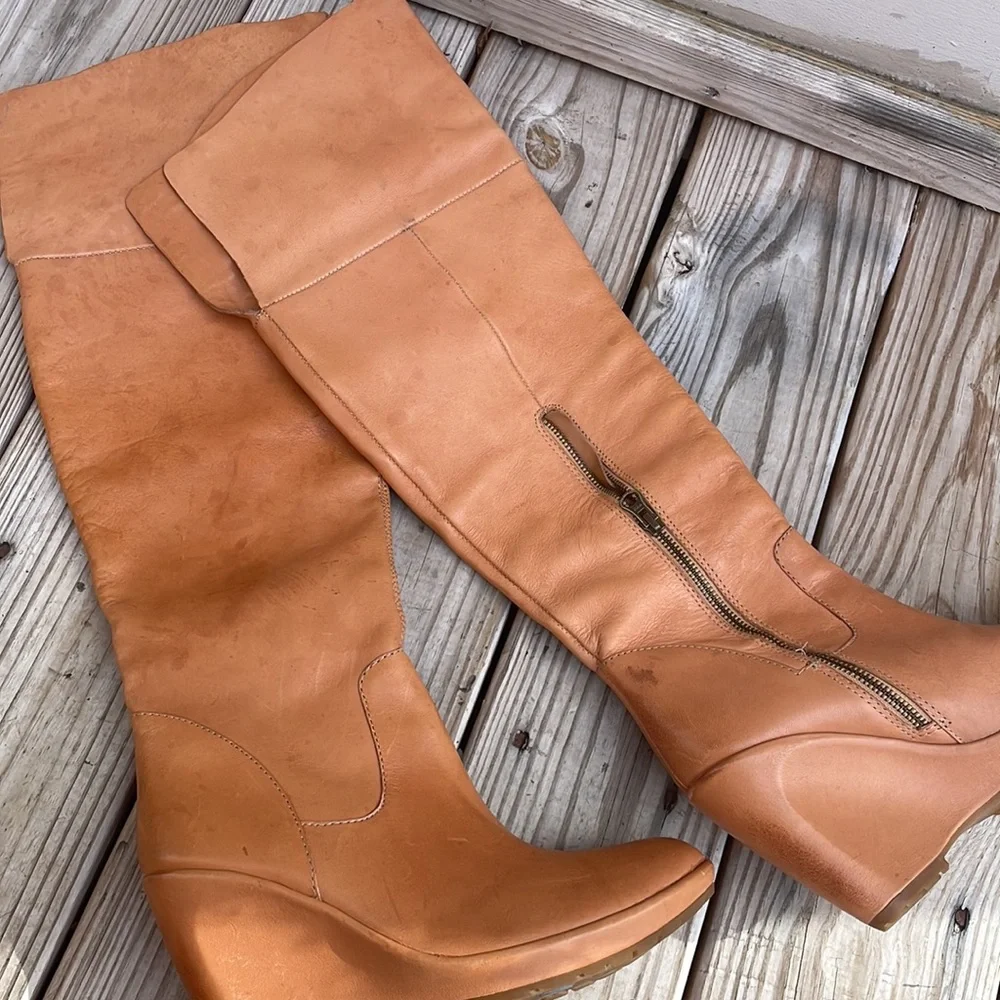 Kork Ease Adrianne Tan Leather OTK Boots 8.5